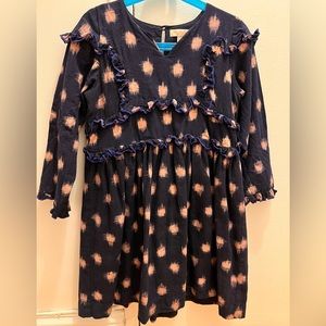 Pink Chicken New York Dress Girls Size 8Y in Navy and Pink with Ruffles